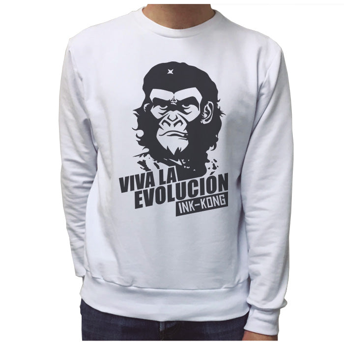 Ropa: Sudadera Unisex Viva La Evolución INK KONG Humor Animales