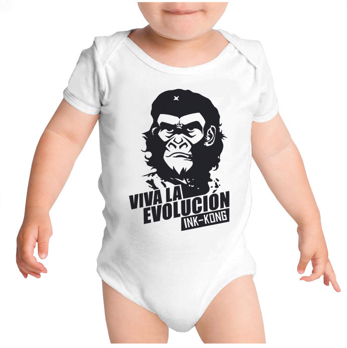 Ropa: Pañalero Body Bebé Viva La Evolución INK KONG Humor Animales