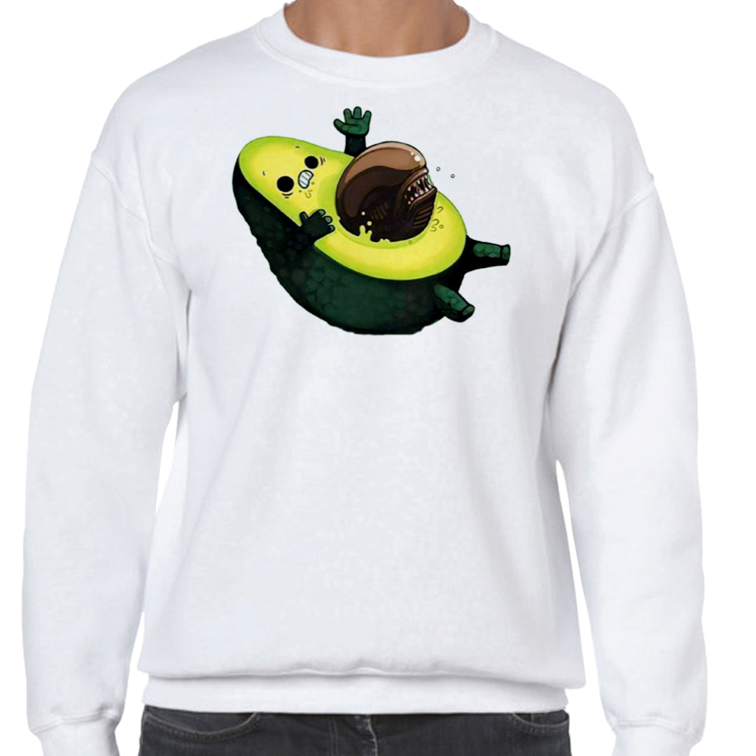 Ropa: Sudadera Unisex Humor de cine, aguacate, alien, gracioso Humor Ilustracion