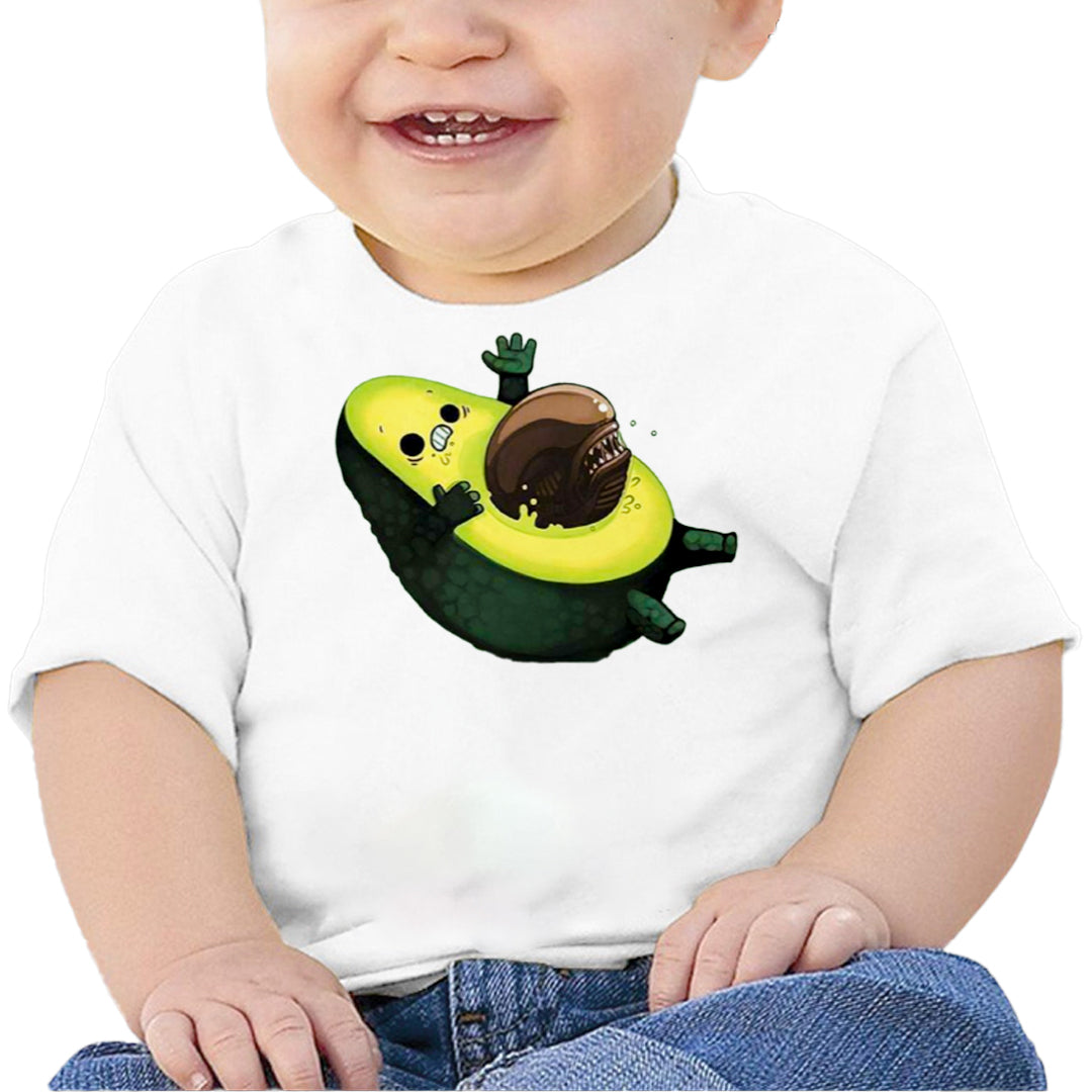Ropa: Playera Bebé Humor de cine, aguacate, alien, gracioso Humor Ilustracion