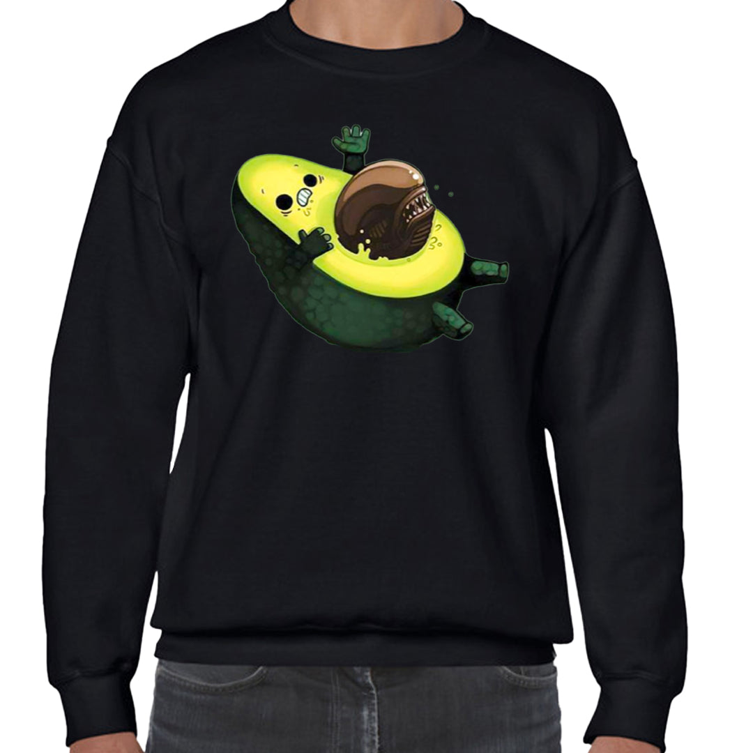 Ropa: Sudadera Unisex Humor de cine, aguacate, alien, gracioso Humor Ilustracion