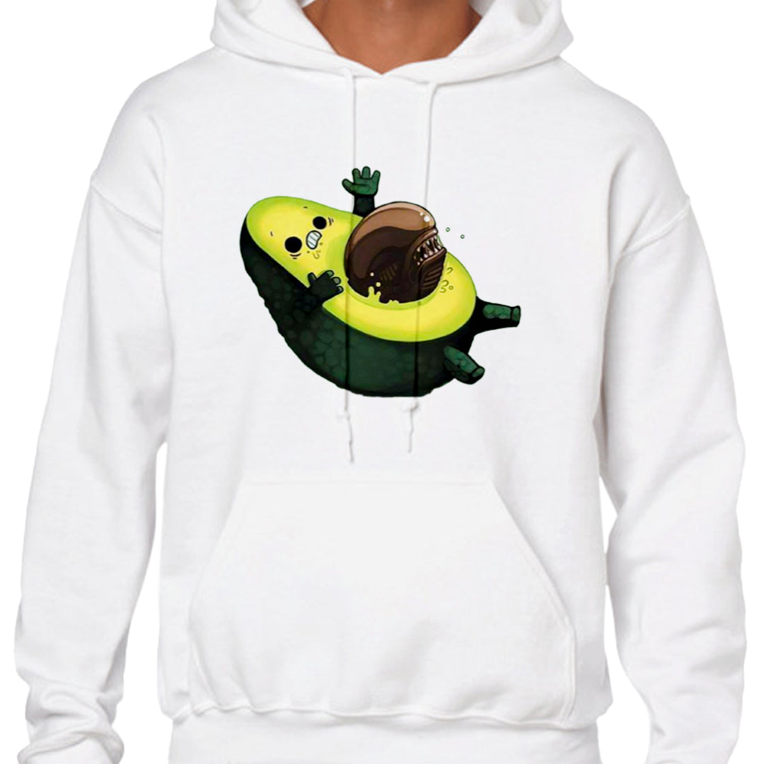 Ropa: Hoodie Unisex Humor de cine, aguacate, alien, gracioso Humor Ilustracion