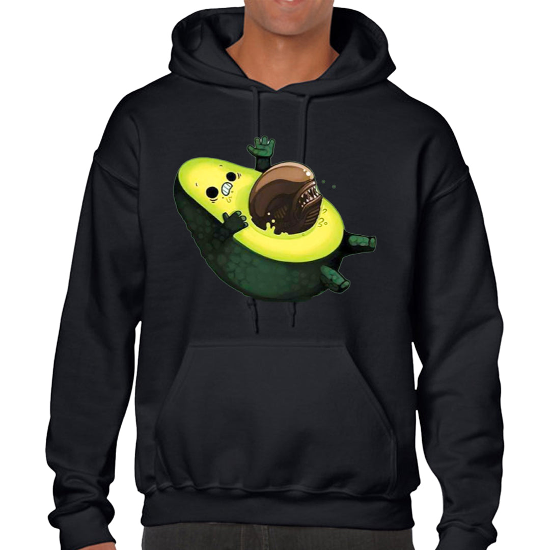 Ropa: Hoodie Unisex Humor de cine, aguacate, alien, gracioso Humor Ilustracion
