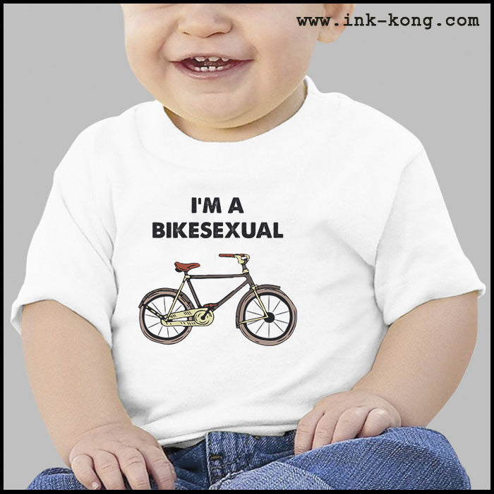 Ropa: Playera Bebé Diseños de bicis, bicicletas, ciclistas, bikers, humor, frases divertidas en México. Ilustración Humor