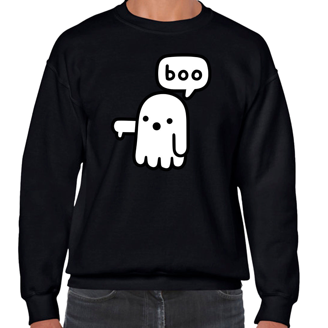 Ropa: Sudadera Unisex diseño de fantasma, buu, ilustracion, miedo, terror, cute Ilustracion Humor