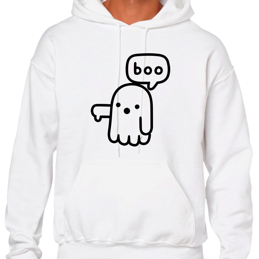 Ropa: Hoodie Unisex diseño de fantasma, buu, ilustracion, miedo, terror, cute Ilustracion Humor