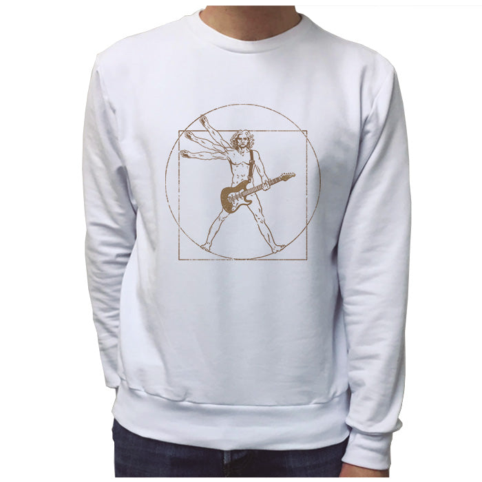 Ropa: Sudadera Unisex Viturvio con guitarra Leonardo Da Vinci otros artistas Música Ilustración