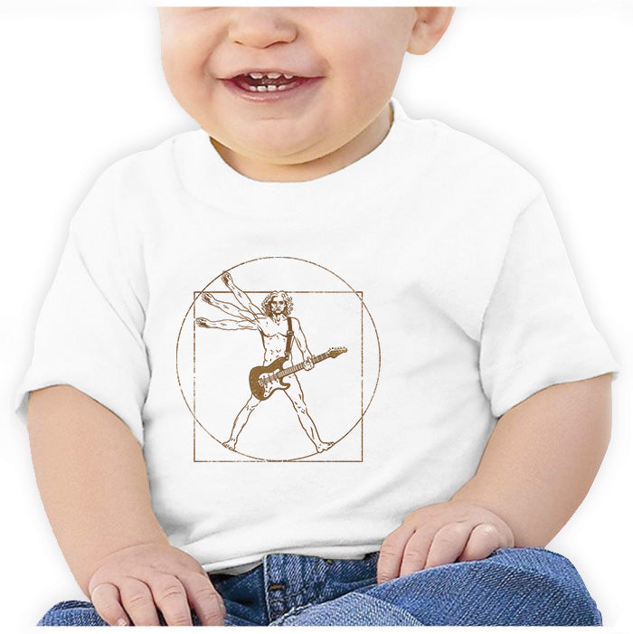 Ropa: Playera Bebé Viturvio con guitarra Leonardo Da Vinci otros artistas Música Ilustración