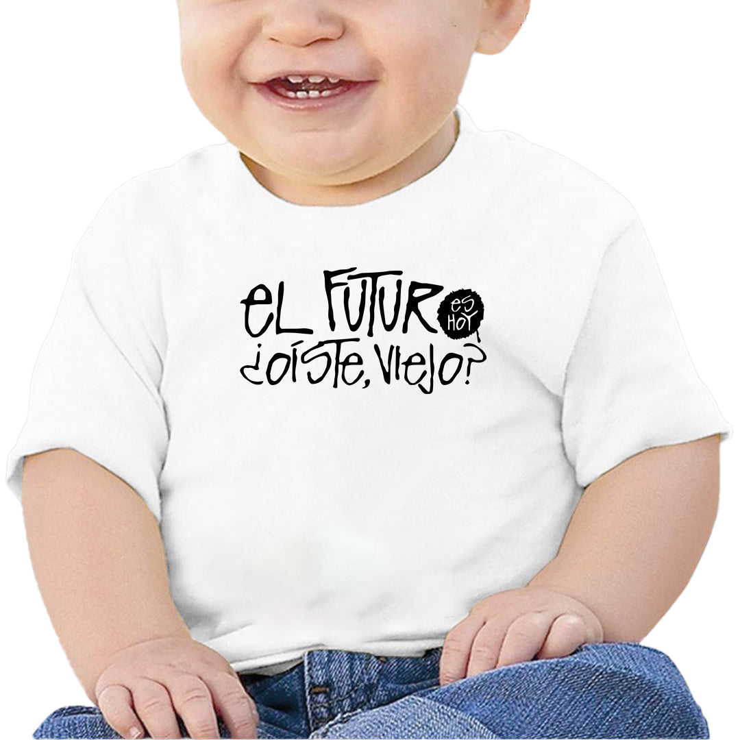 Ropa: Playera Bebé frase de dui, el futuro es hoy, malcom el de enmedio Humor Ilustracion