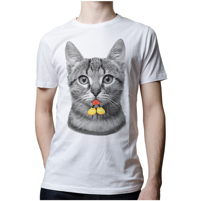 Ropa: Playera Unisex Gato comiendo a Mickey Personajes Fotografía