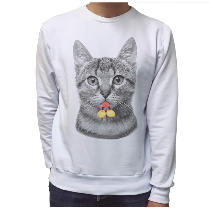 Ropa: Sudadera Unisex Gato comiendo a Mickey Personajes Fotografía