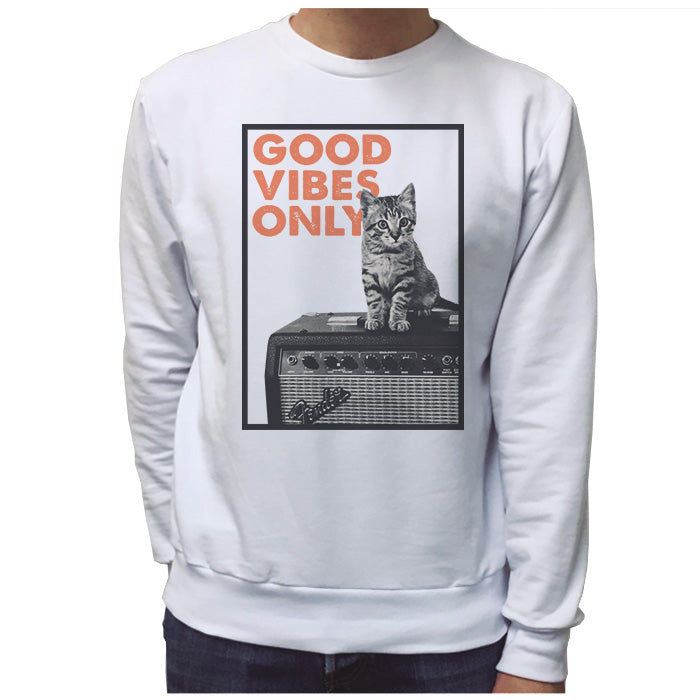 Ropa: Sudadera Unisex Good vibes only, música y gatos. Animales Música
