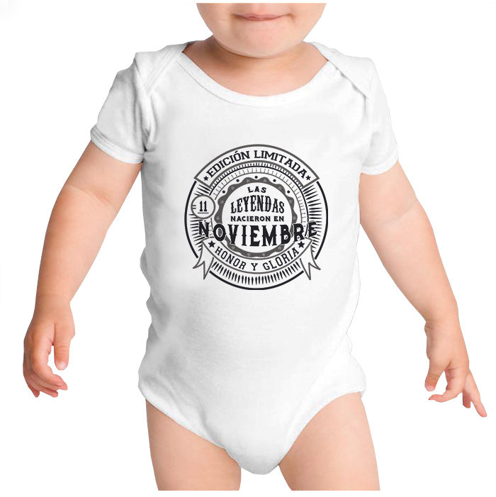 Ropa: Pañalero Body Bebé Diseños de Noviembre y Mes de cumpleaños Ilustración Frases