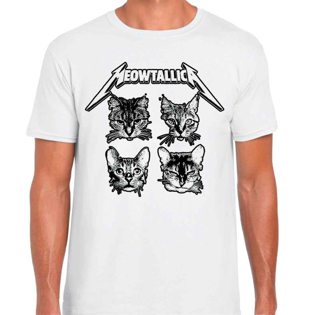 Ropa: Playera Unisex diseño de gatos, cat, rock, metallica, meowtallica Ilustracion Humor