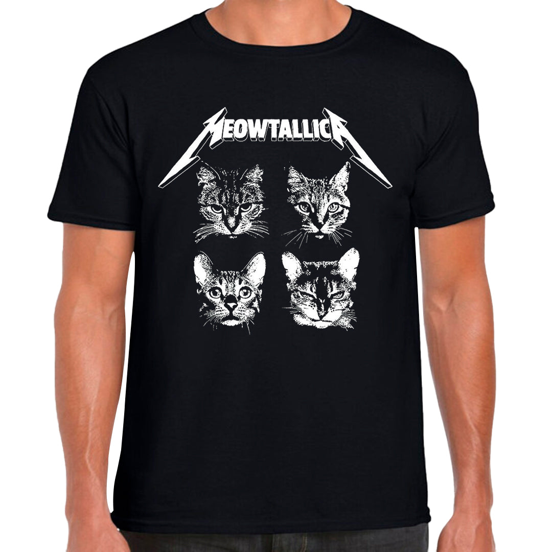Ropa: Playera Unisex diseño de gatos, cat, rock, metallica, meowtallica Ilustracion Humor