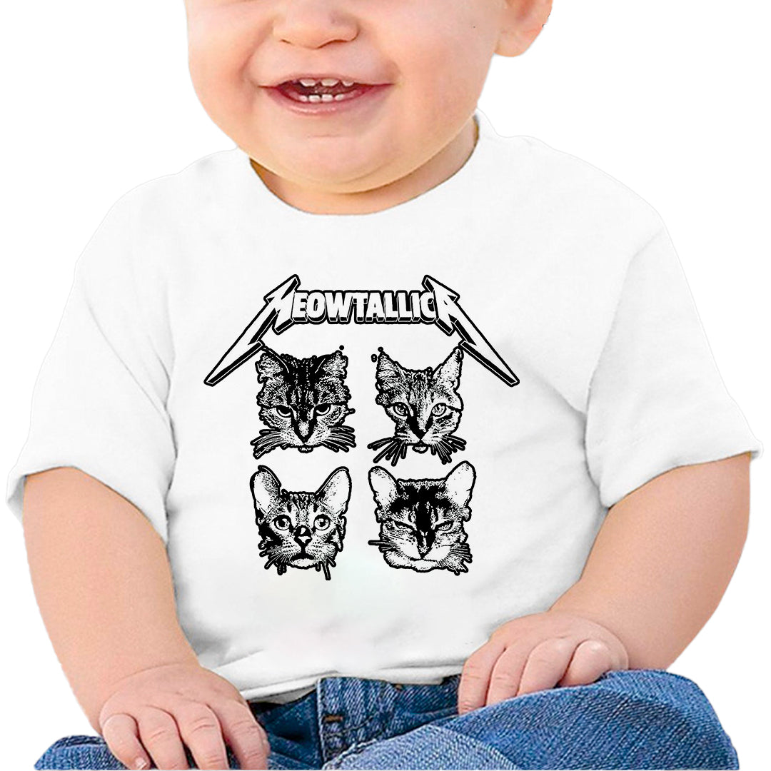 Ropa: Playera Bebé diseño de gatos, cat, rock, metallica, meowtallica Ilustracion Humor
