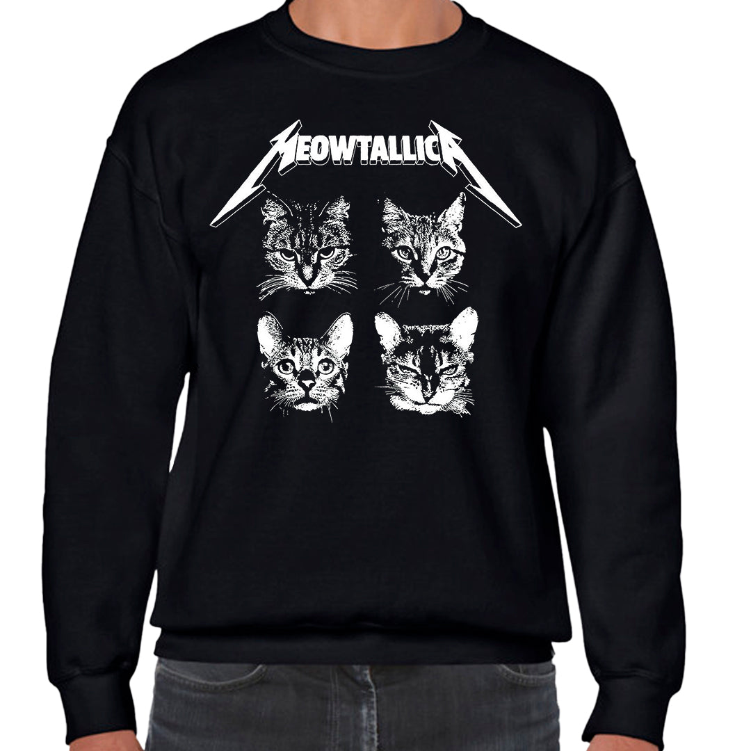 Ropa: Sudadera Unisex diseño de gatos, cat, rock, metallica, meowtallica Ilustracion Humor