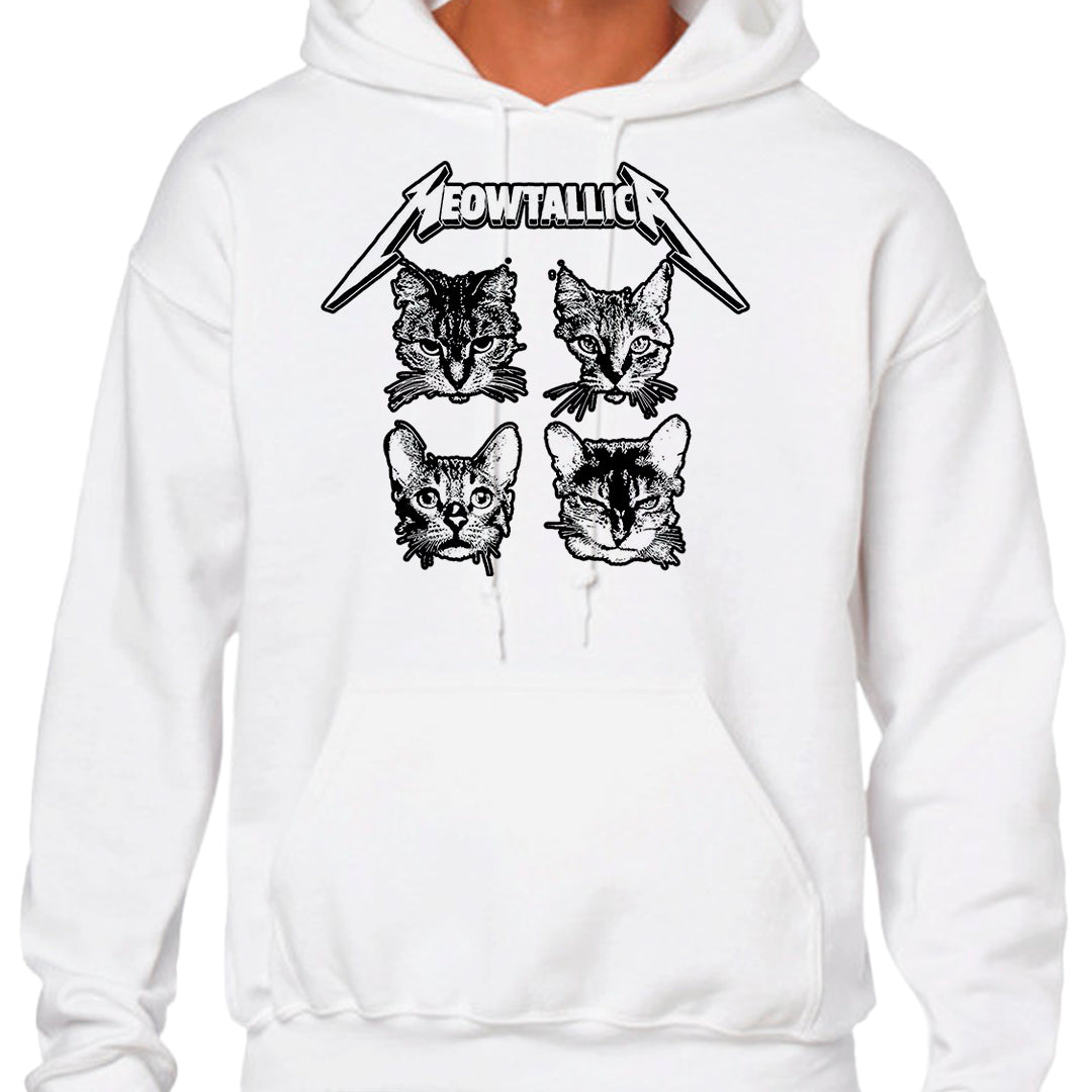 Ropa: Hoodie Unisex diseño de gatos, cat, rock, metallica, meowtallica Ilustracion Humor