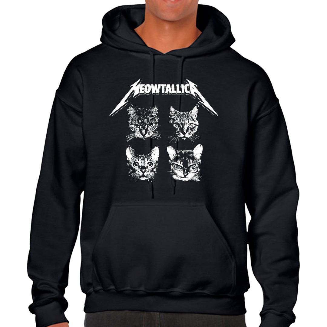 Ropa: Hoodie Unisex diseño de gatos, cat, rock, metallica, meowtallica Ilustracion Humor