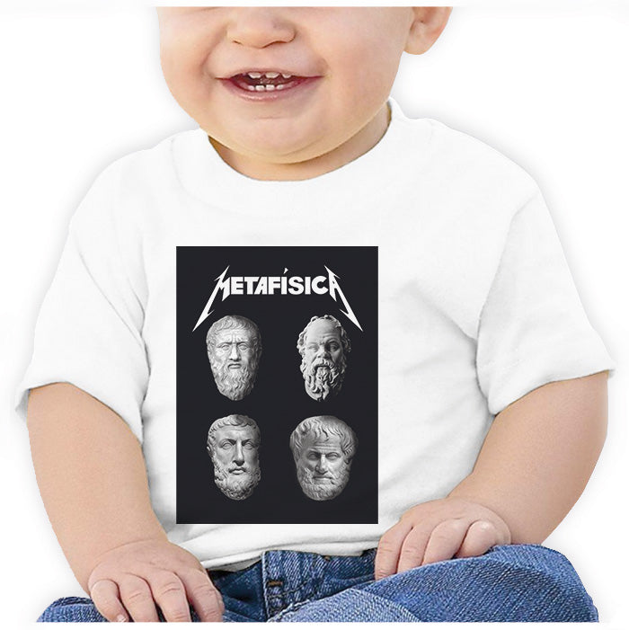 Ropa: Playera Bebé Diseños divertidos de Metallica y metafísicos como Platón, Aristóteles y Sócrates en México Música Humor