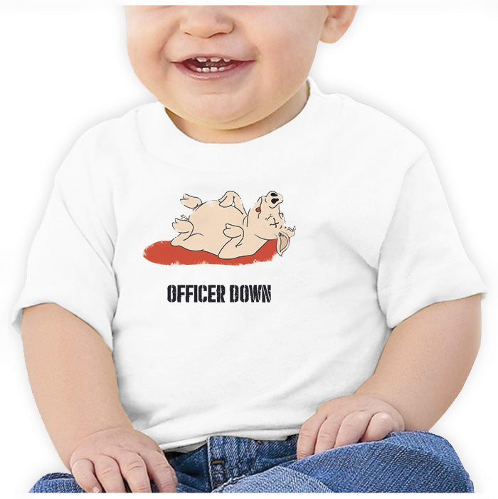Ropa: Playera Bebé Officer Down y humor mexicano. Animales Humor