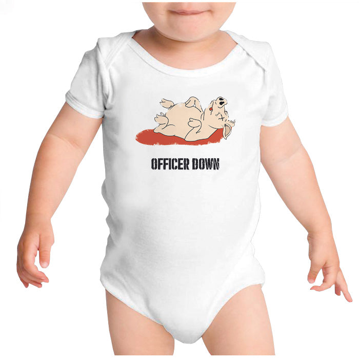 Ropa: Pañalero Body Bebé Officer Down y humor mexicano. Animales Humor