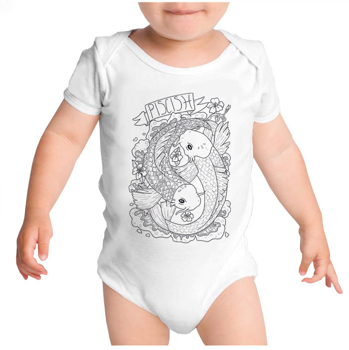 Ropa: Pañalero Body Bebé Piscis y signos zodiacales. Ilustración Moda