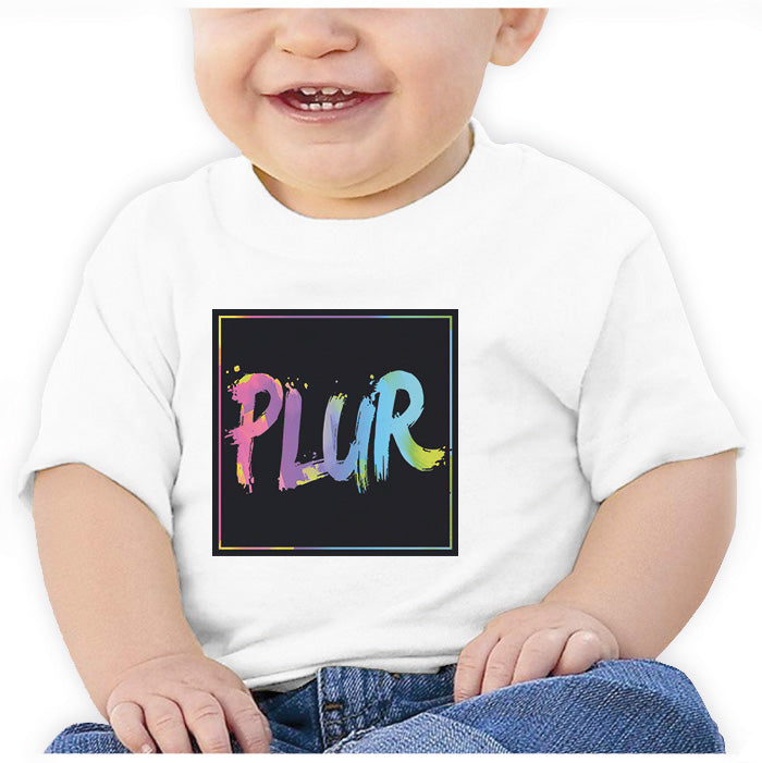 Ropa: Playera Bebé Diseños de PLUR, EDM, Peace, Love, Unity, Respect en México. Música 420