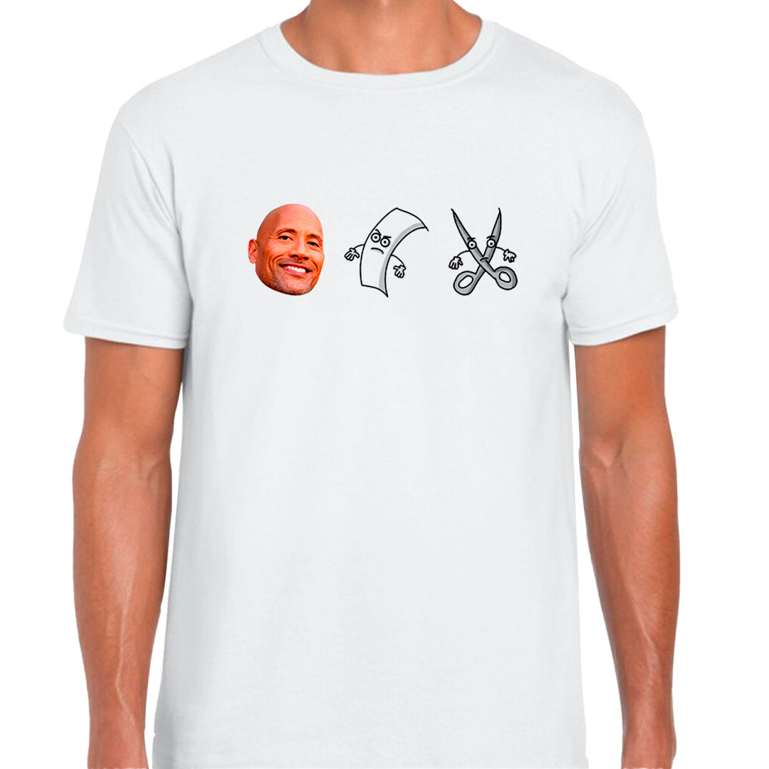 Ropa: Playera Unisex diseño de la roca, the rock, piedra, papel, tijeras, rock, paper, scissors TV y Cine Humor