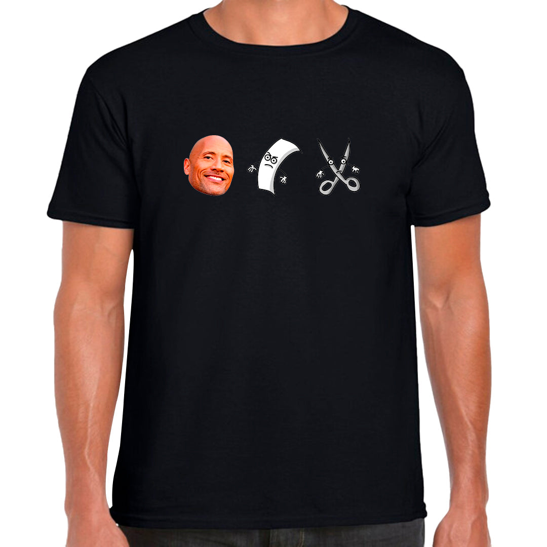 Ropa: Playera Unisex diseño de la roca, the rock, piedra, papel, tijeras, rock, paper, scissors TV y Cine Humor