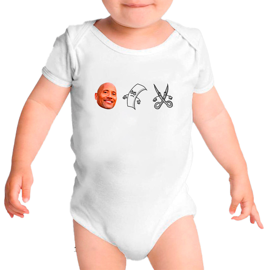 Ropa: Pañalero Body Bebé diseño de la roca, the rock, piedra, papel, tijeras, rock, paper, scissors TV y Cine Humor