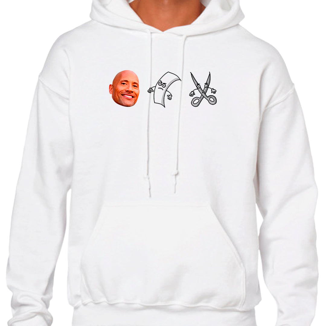 Ropa: Hoodie Unisex diseño de la roca, the rock, piedra, papel, tijeras, rock, paper, scissors TV y Cine Humor