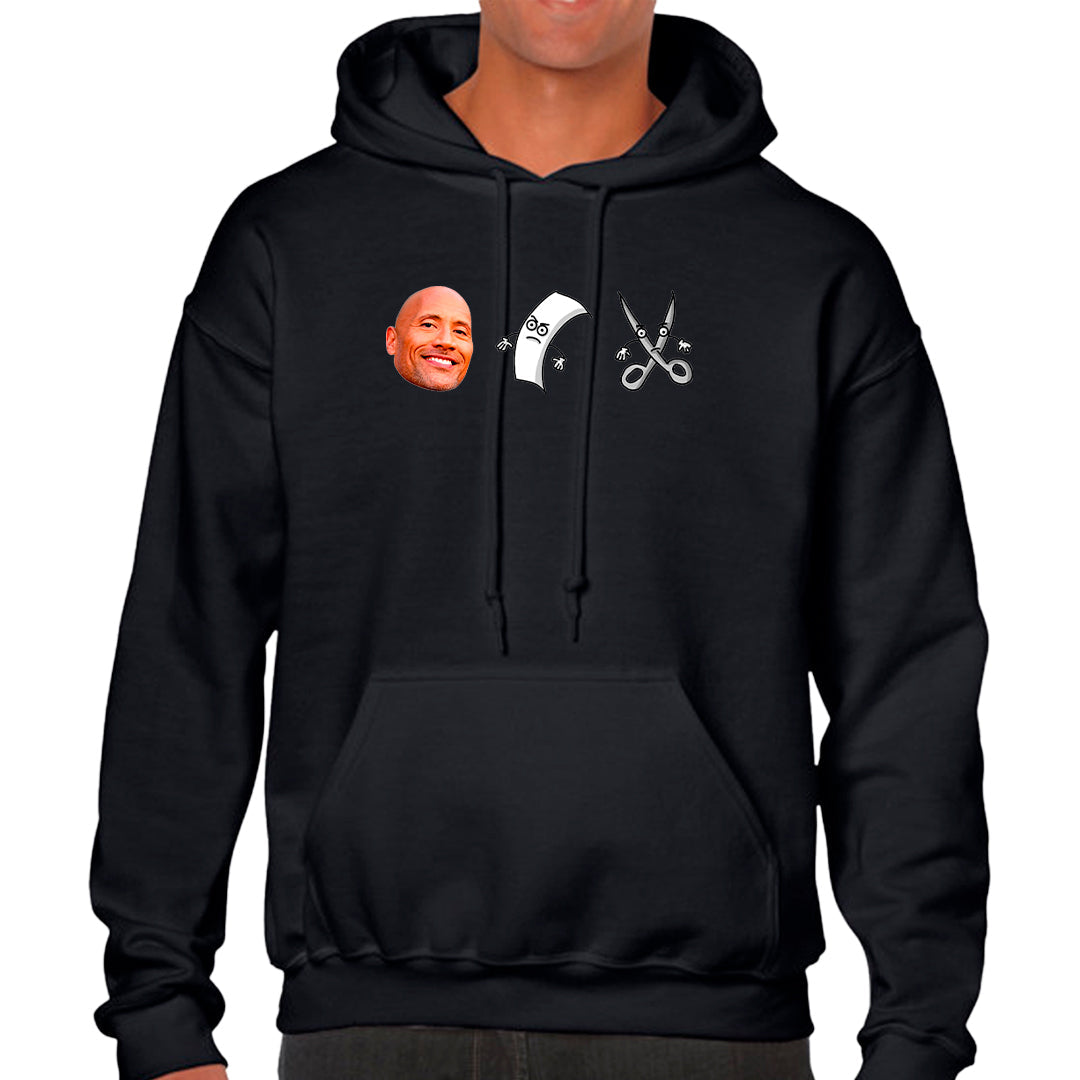 Ropa: Hoodie Unisex diseño de la roca, the rock, piedra, papel, tijeras, rock, paper, scissors TV y Cine Humor