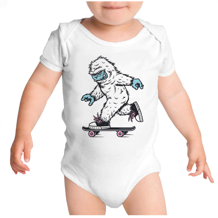 Ropa: Pañalero Body Bebé skate, hombre de las nieves yeti Humor Personajes