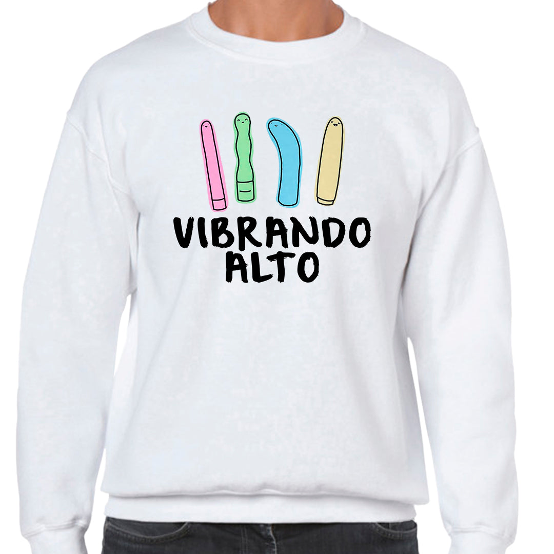 Ropa: Sudadera Unisex diseño de vibrando alto, playeras, vibras, buenas vibras TV y Cine Humor