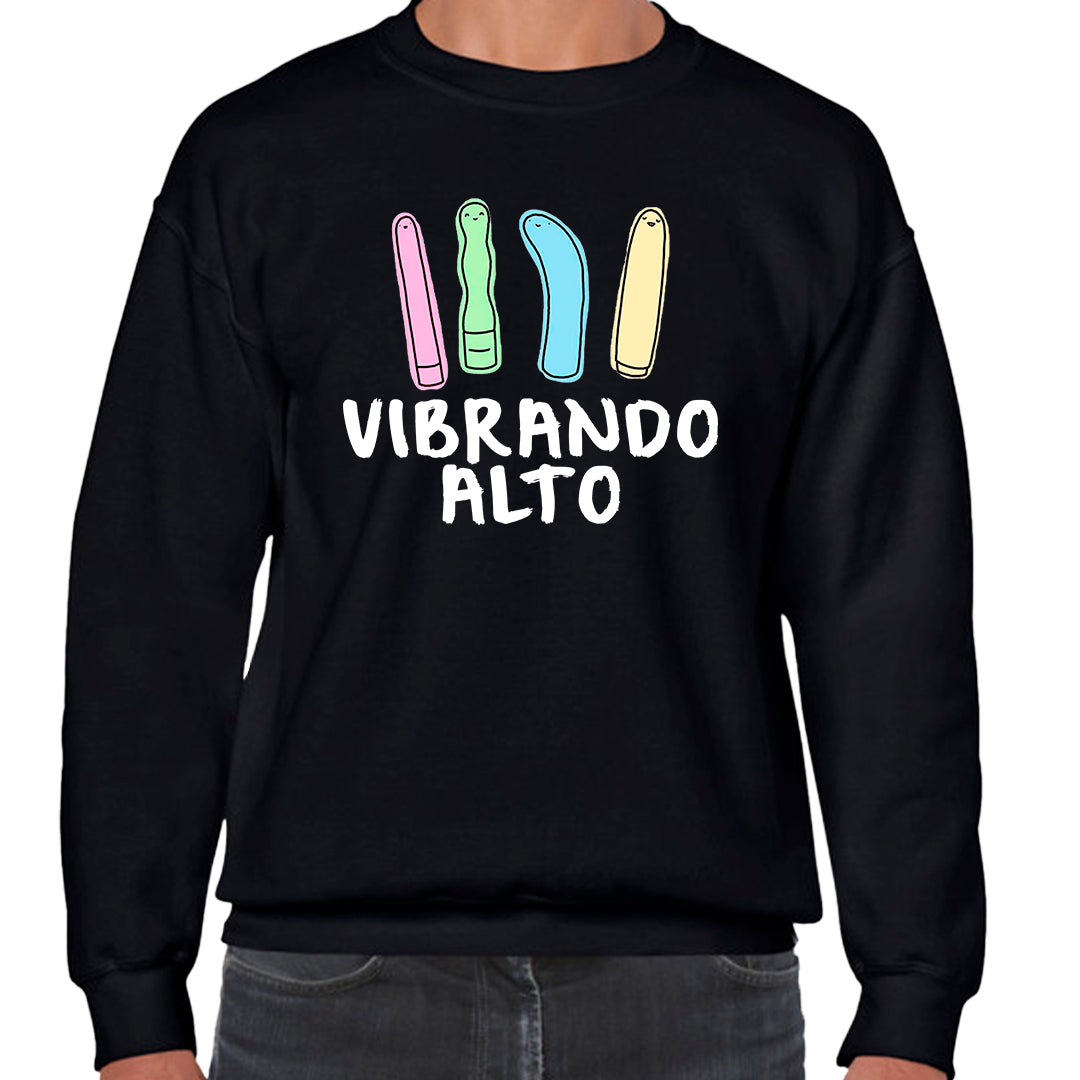 Ropa: Sudadera Unisex diseño de vibrando alto, playeras, vibras, buenas vibras TV y Cine Humor