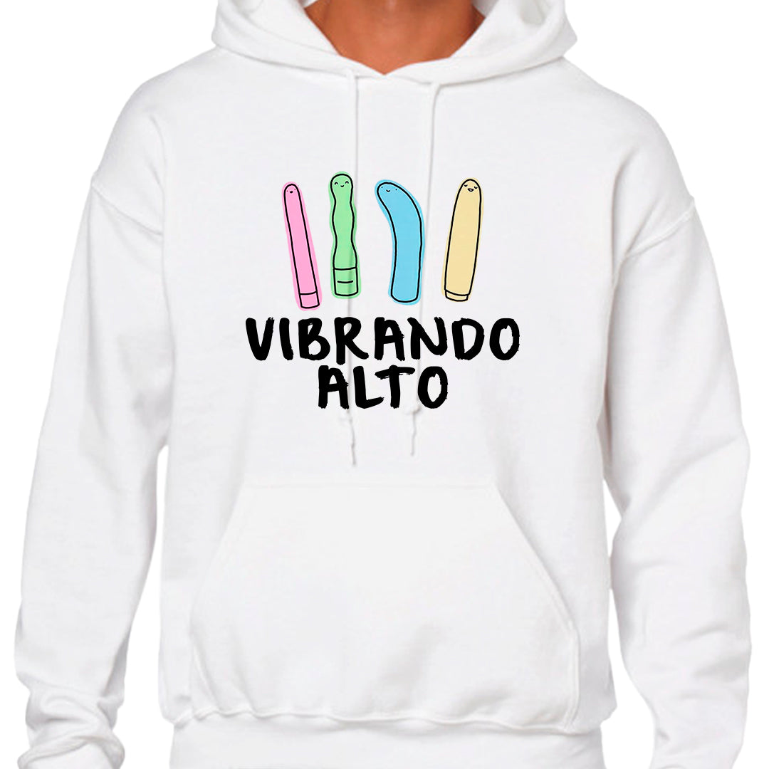 Ropa: Hoodie Unisex diseño de vibrando alto, playeras, vibras, buenas vibras TV y Cine Humor