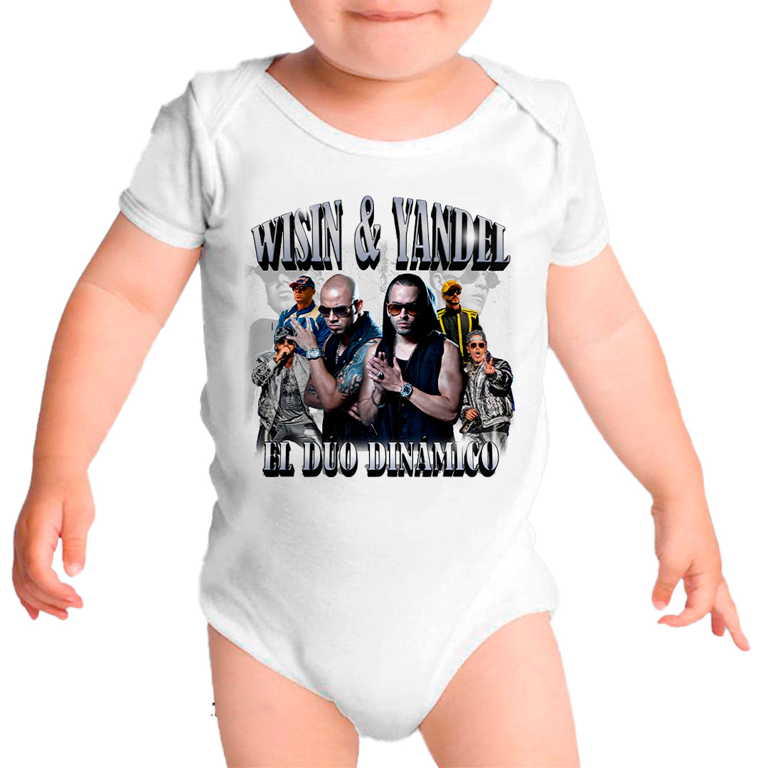 Ropa: Pañalero Body Bebé diseño de wisin y yandel, regueeton, musica TV y Cine Humor