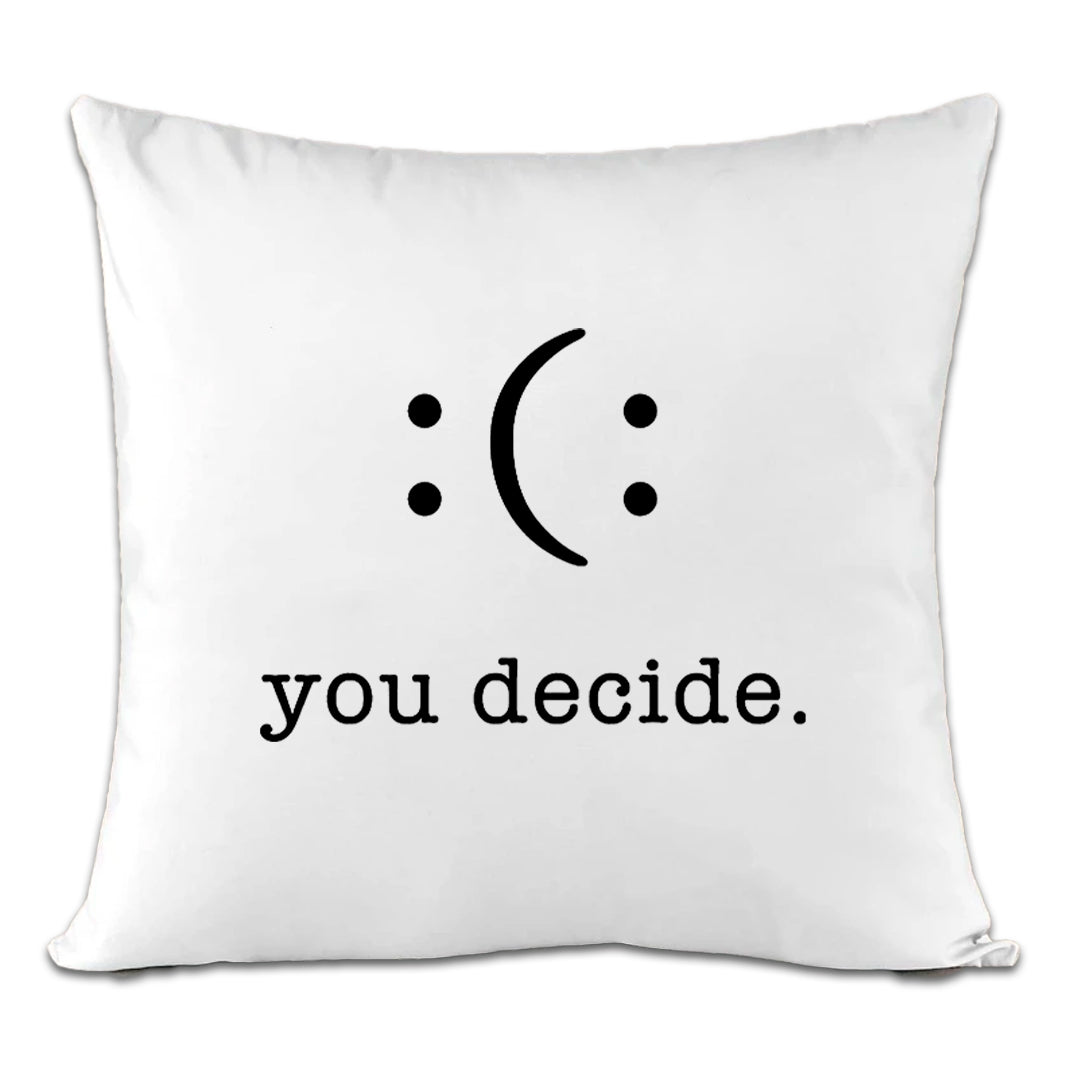 Accesorios: Cojín Decorativo diseño de playera, tu desicion, carita, decide Ilustracion Humor