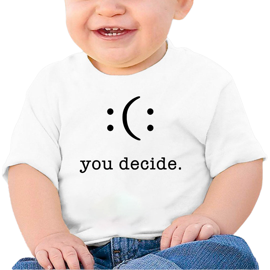 Ropa: Playera Bebé diseño de playera, tu desicion, carita, decide Ilustracion Humor