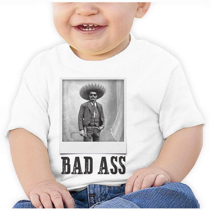 Ropa: Playera Bebé Emiliano Zapata con lentes Personajes Fotografía