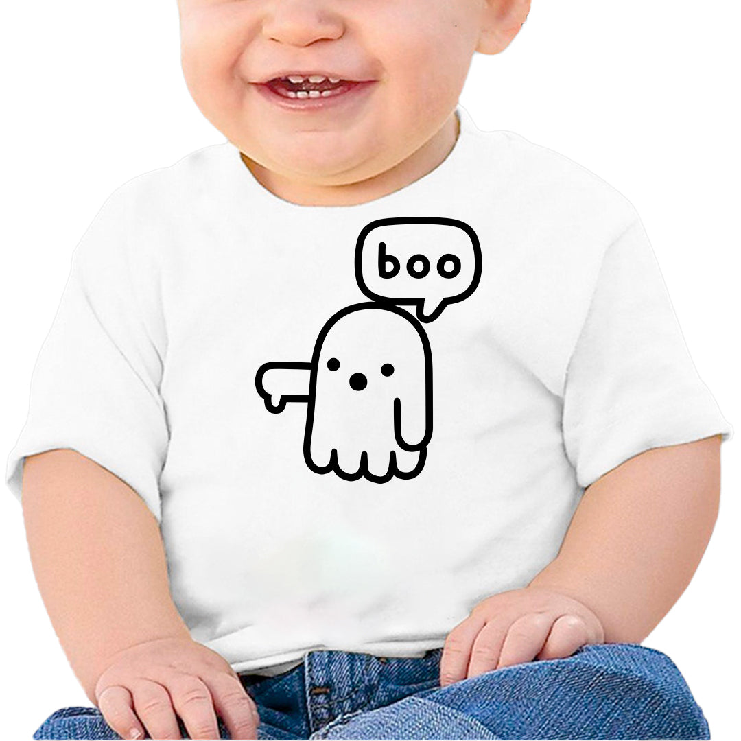 Ropa: Playera Bebé diseño de fantasma, buu, ilustracion, miedo, terror, cute Ilustracion Humor