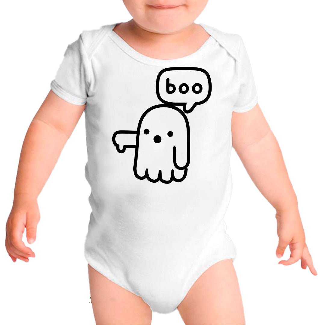 Ropa: Pañalero Body Bebé diseño de fantasma, buu, ilustracion, miedo, terror, cute Ilustracion Humor