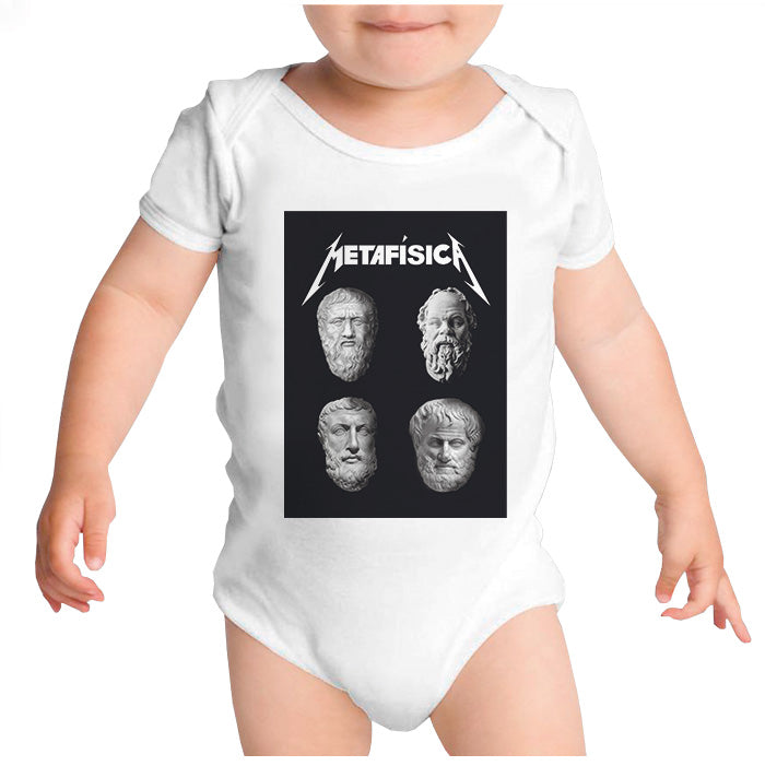 Ropa: Pañalero Body Bebé Diseños divertidos de Metallica y metafísicos como Platón, Aristóteles y Sócrates en México Música Humor