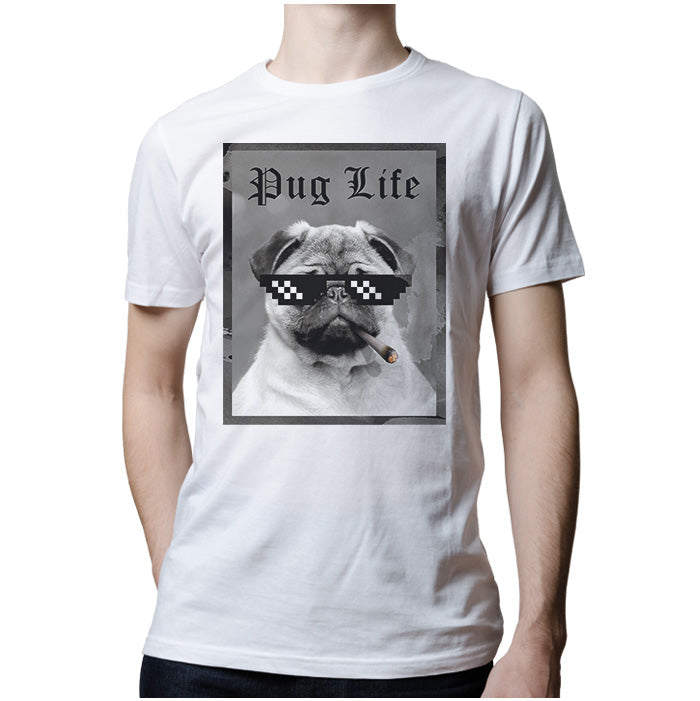 Ropa: Playera Unisex Diseños de pugs, perros, pug life, thug life, vida de cholo. Fotografía Animales